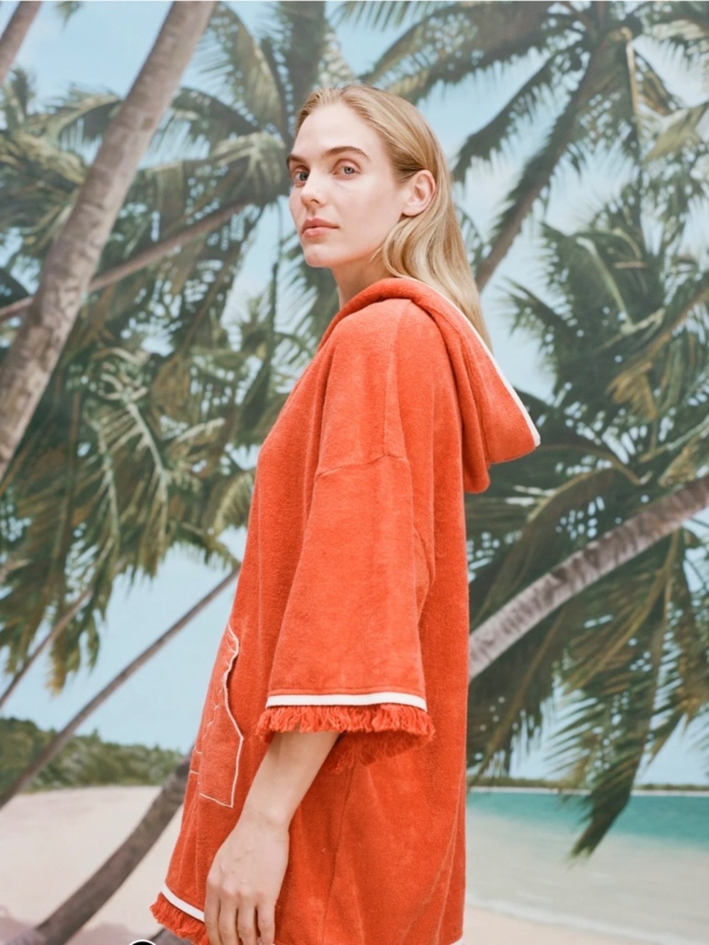 Tombolo Tangerine Beach Shell Poncho XL BNWT - Picture 6 of 7